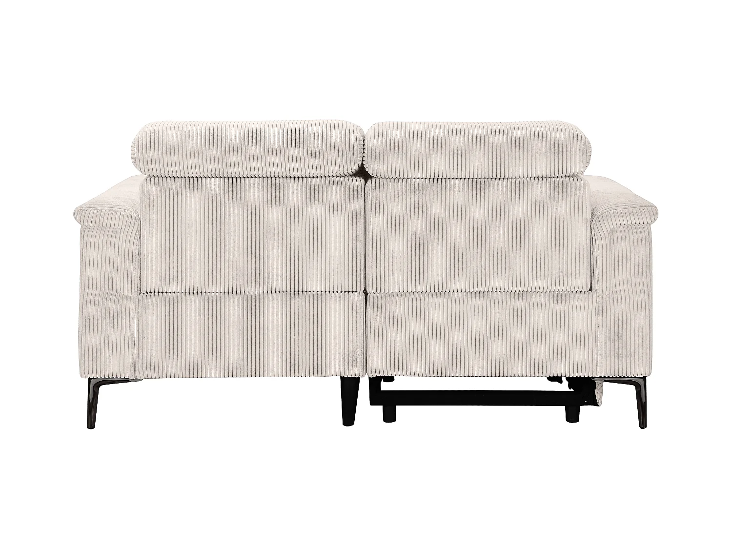 Lund | Canapé 2 places avec 1 fauteuil inclinable manuel en tissu crème