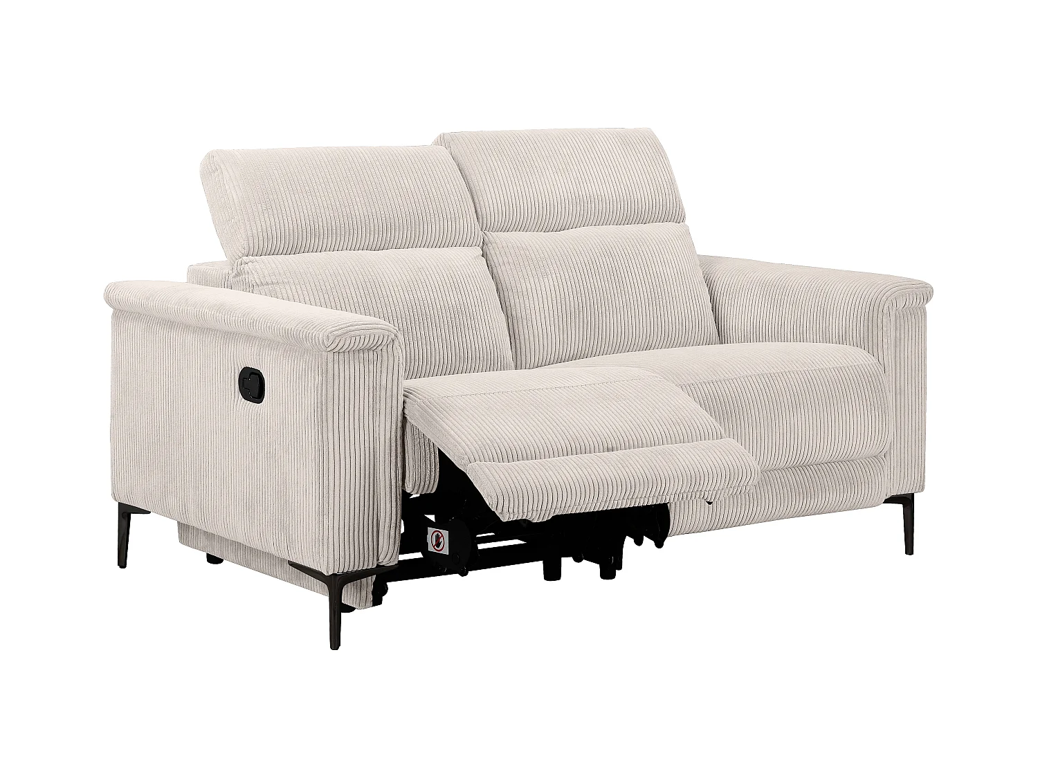 Lund | Sofá 2 plazas con 1 sillón reclinable manual en tela crema