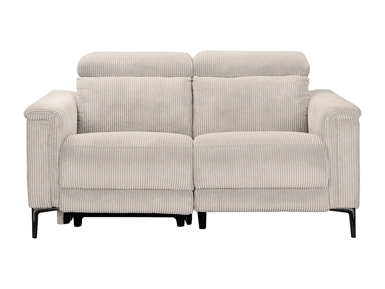 Lund | Canapé 2 places avec 1 fauteuil inclinable manuel en tissu crème