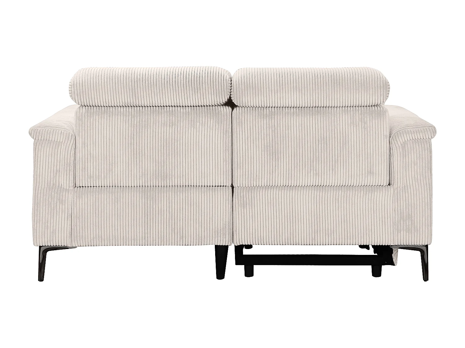 Lund | Canapé 2 places avec 1 fauteuil inclinable manuel en tissu crème