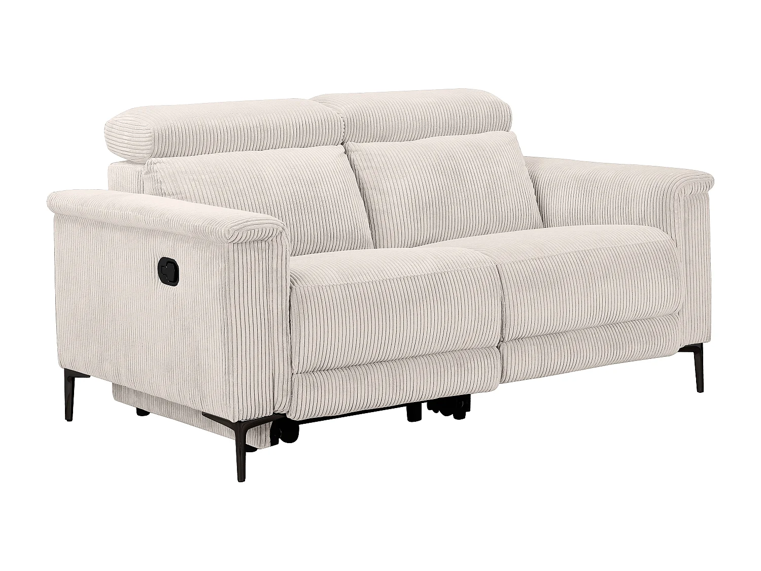 Lund | Canapé 2 places avec 1 fauteuil inclinable manuel en tissu crème