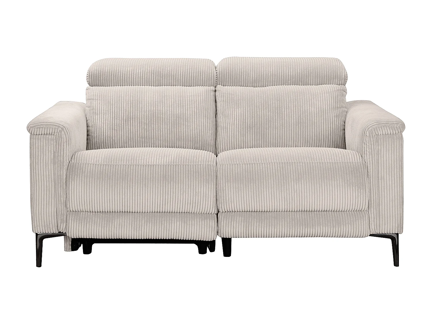 Lund | Canapé 2 places avec 1 fauteuil inclinable manuel en tissu crème