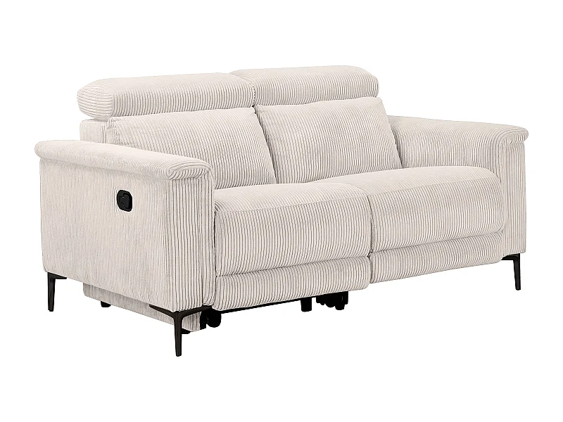 Lund | Divano a 2 posti con 1 poltrona reclinabile manuale in tessuto crema