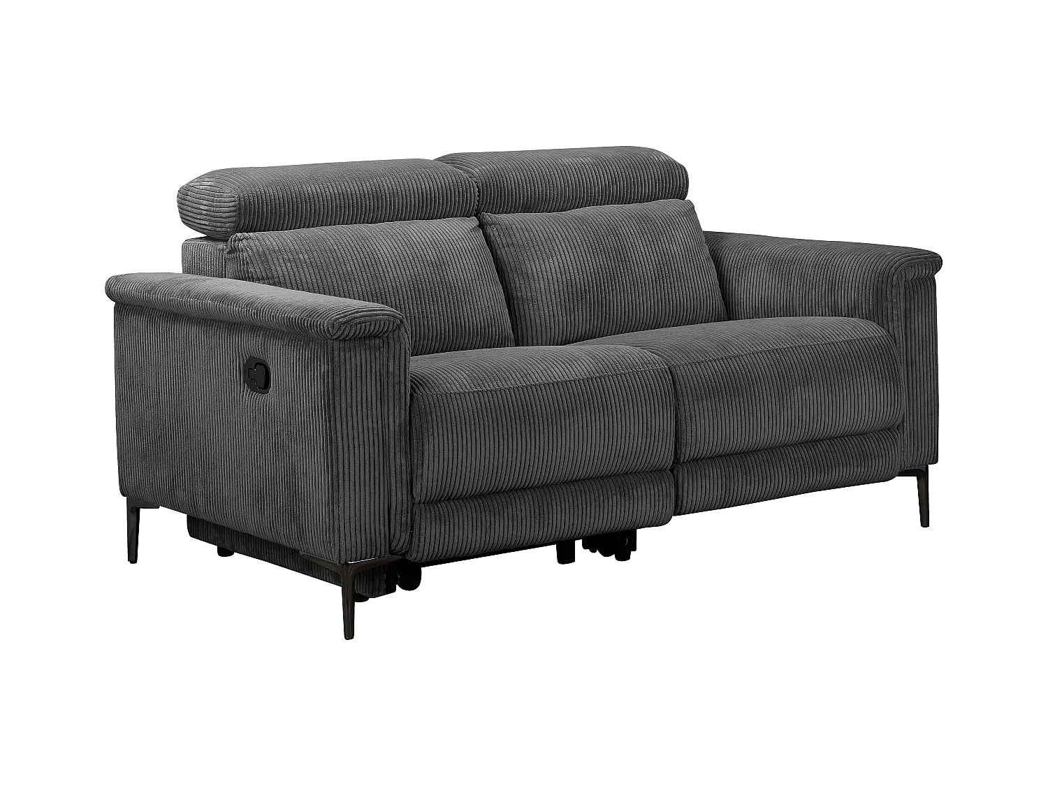 2Seater Sofa met 1 handmatige relaxfauteuil in corduroy antraciet
