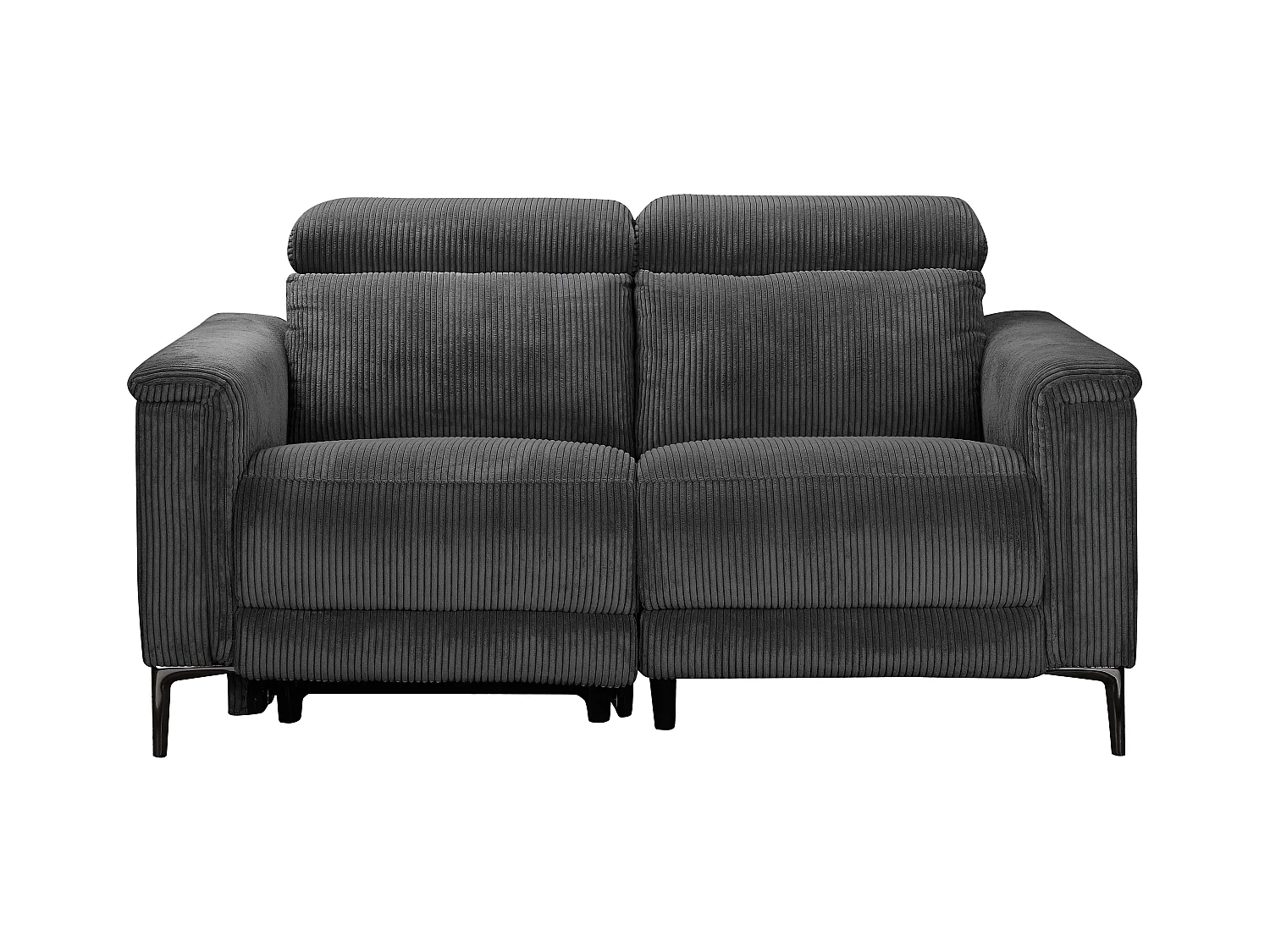 2Seater Sofa met 1 handmatige relaxfauteuil in corduroy antraciet
