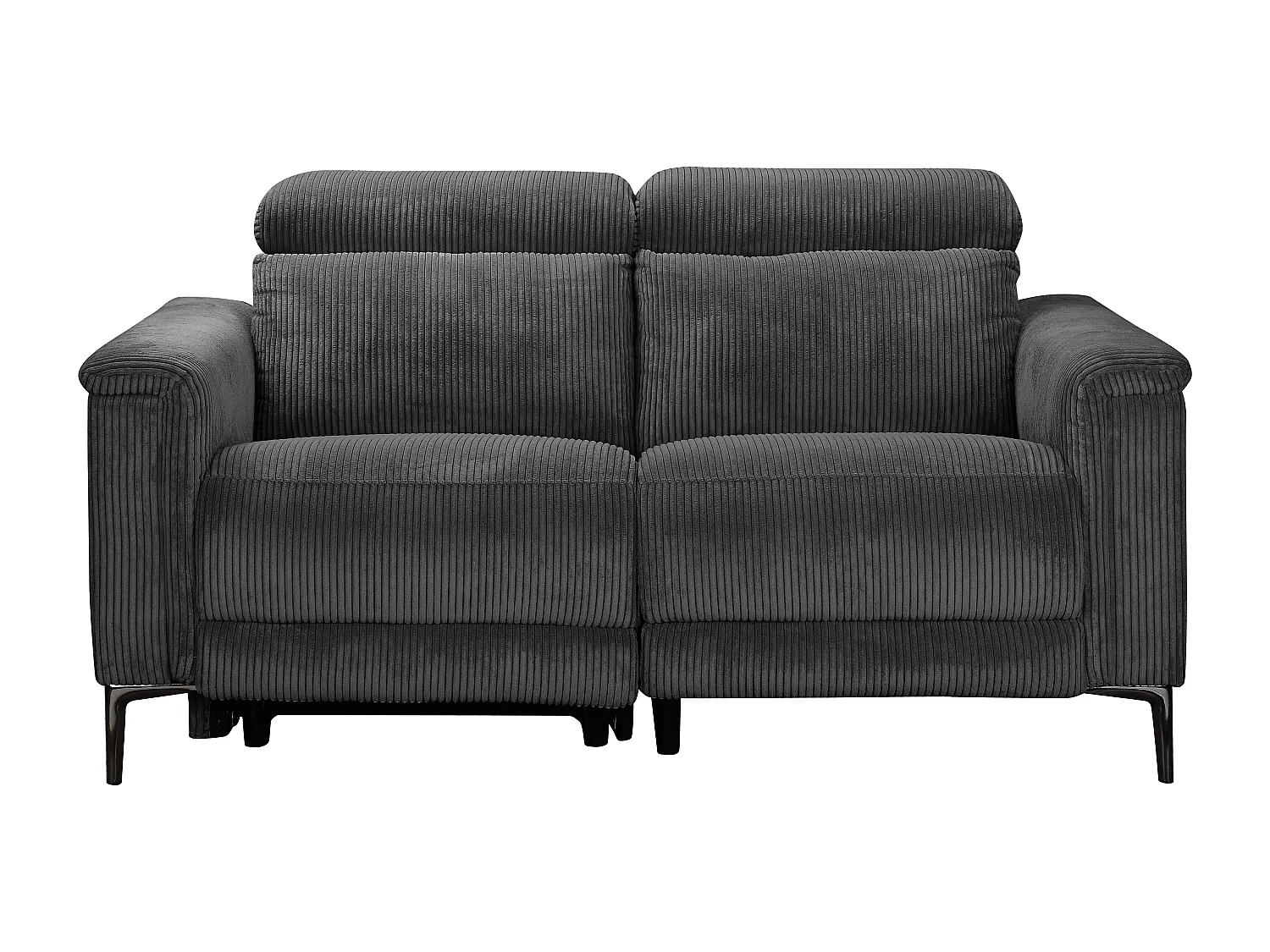 2Seater Sofa met 1 handmatige relaxfauteuil in corduroy antraciet
