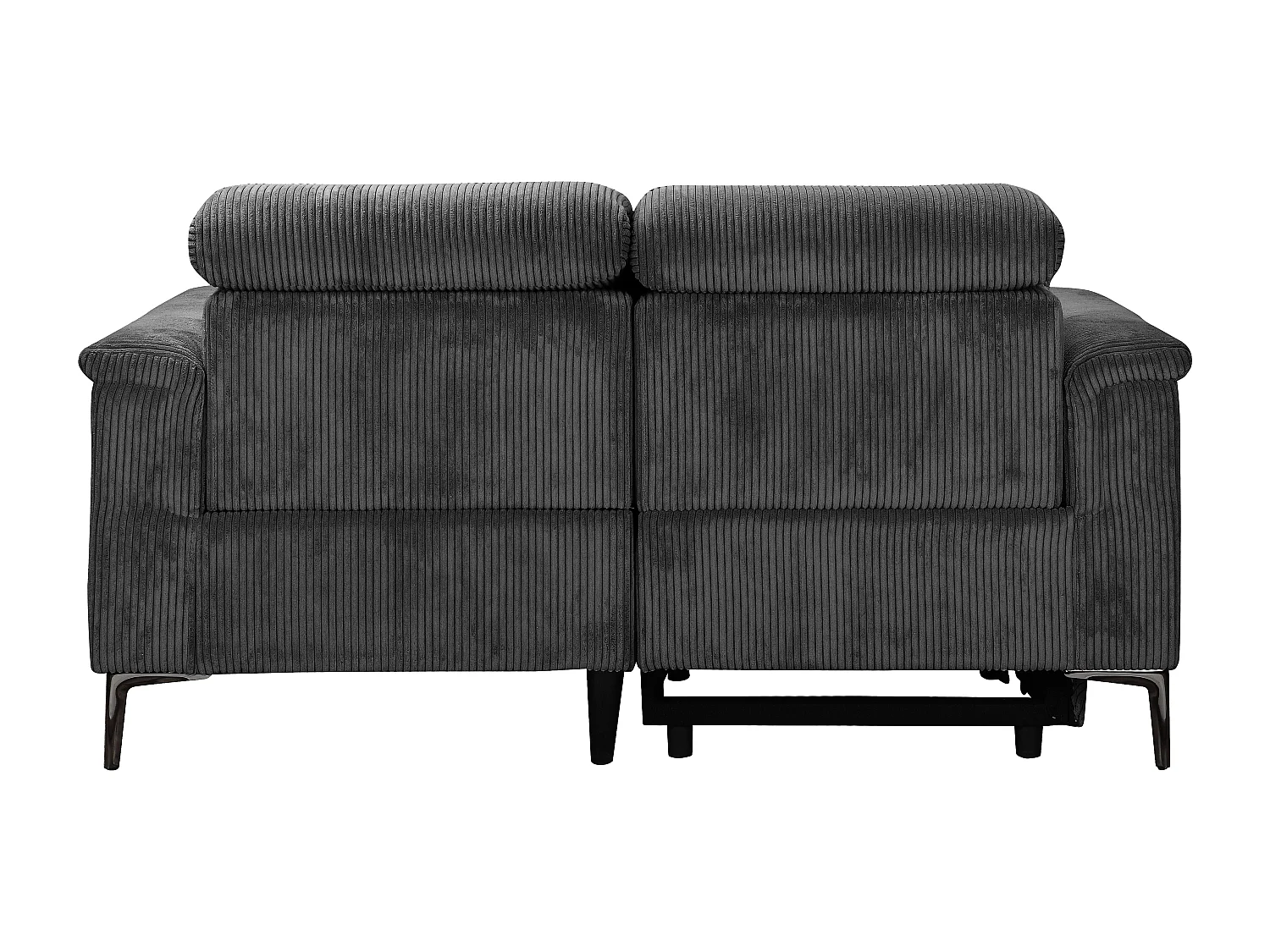 2Seater Sofa met 1 handmatige relaxfauteuil in corduroy antraciet