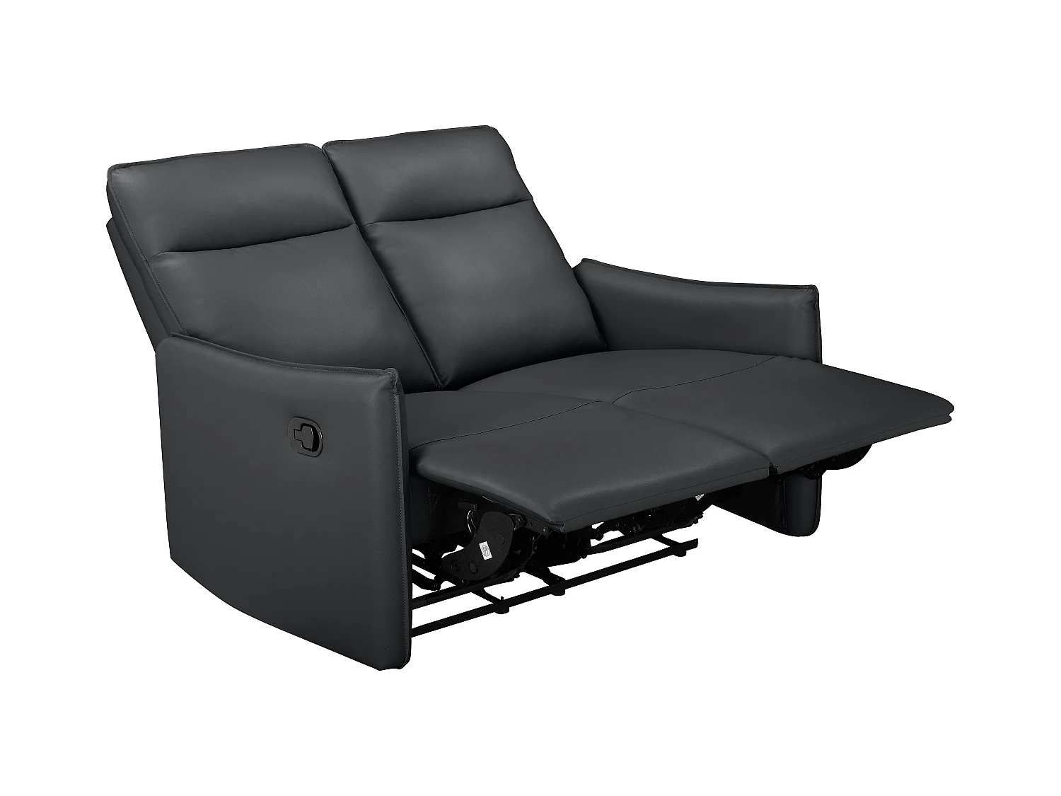 Lugo | Sofá de 2 plazas con función de reclinable manual en PU negro