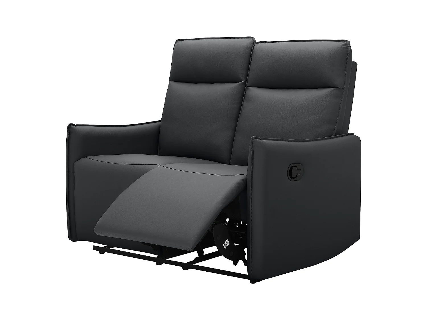 Lugo | Sofá de 2 plazas con función de reclinable manual en PU negro