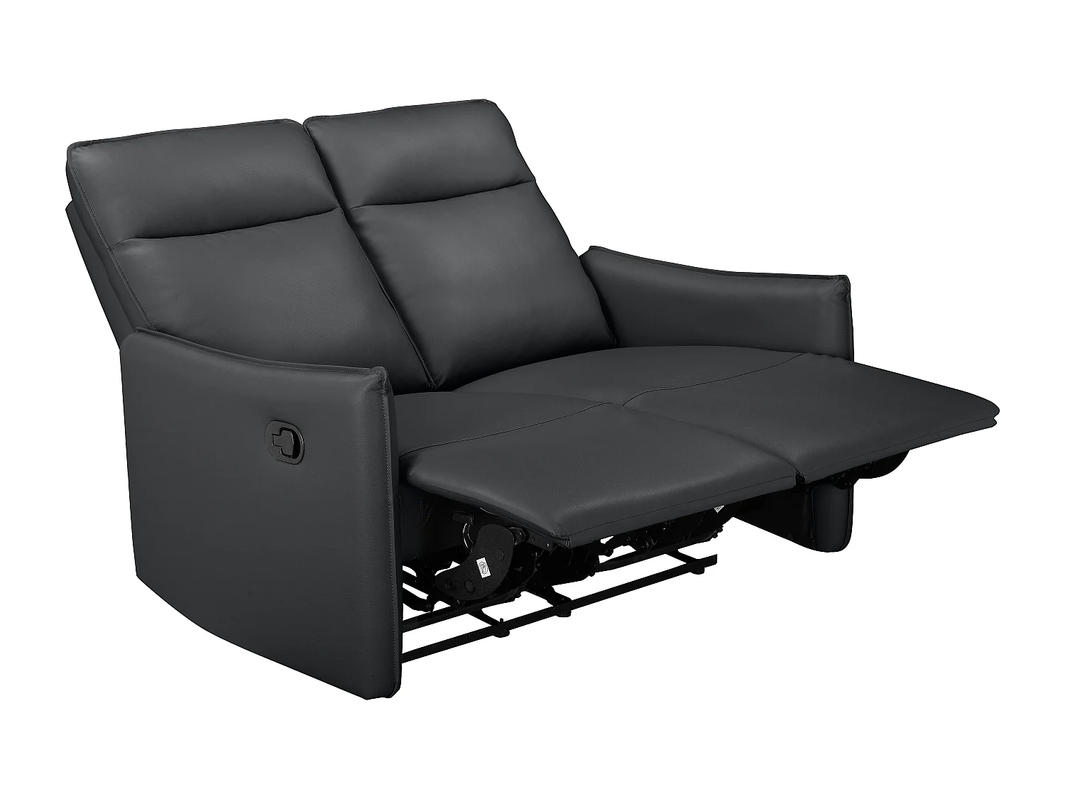 2-zitsbank met handmatige verstelbare rugleuning in zwart PU