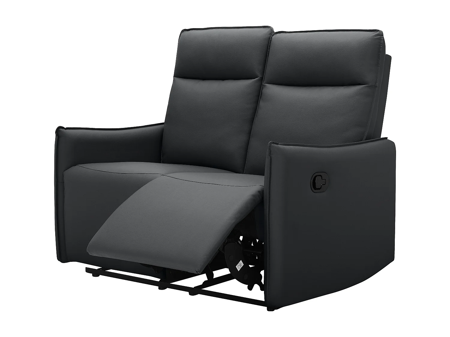 2-zitsbank met handmatige verstelbare rugleuning in zwart PU