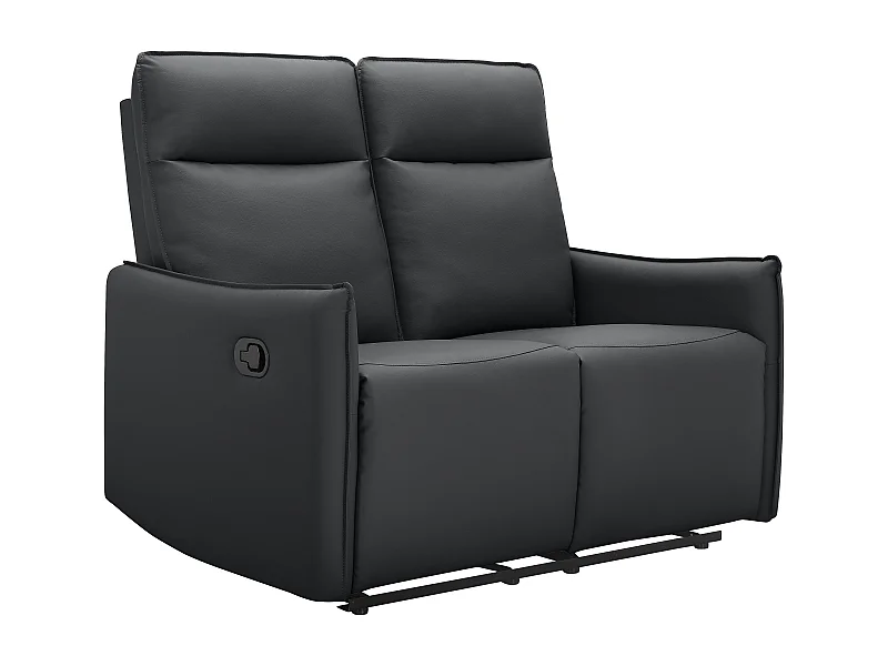 Lugo | Divano a 2 posti con funzione reclinabile manuale in PU nero