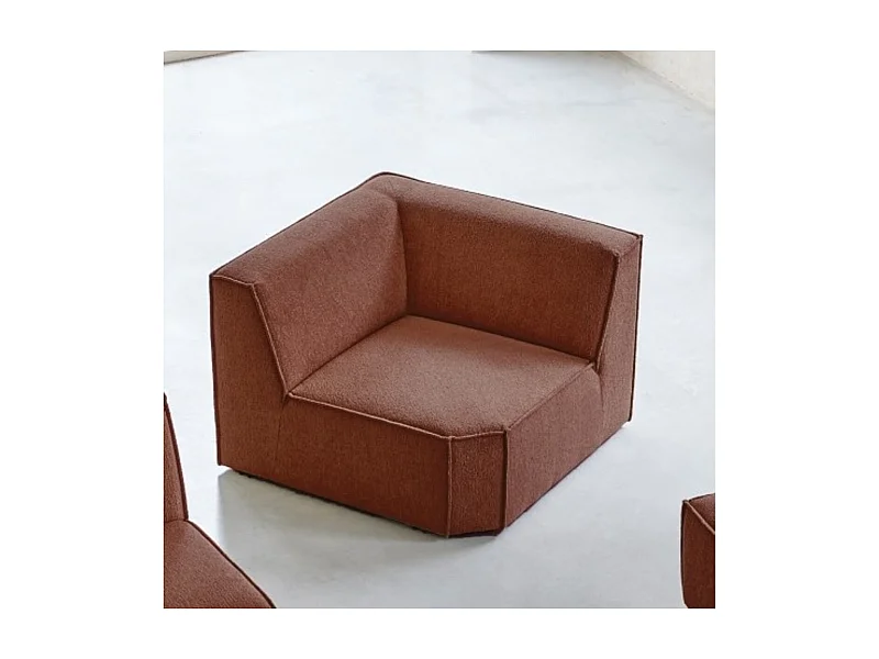 Chauffeuse angle droit modulable Dario en tissu acajou