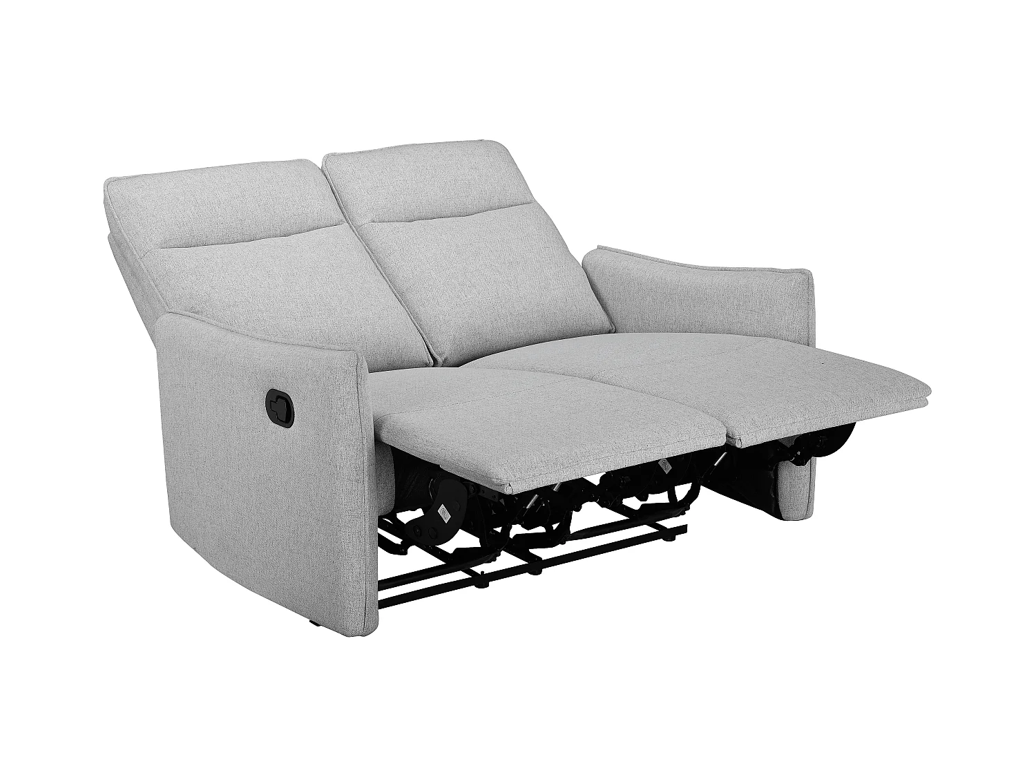 2-zits bank met handmatige functie in stof lichtgrijs