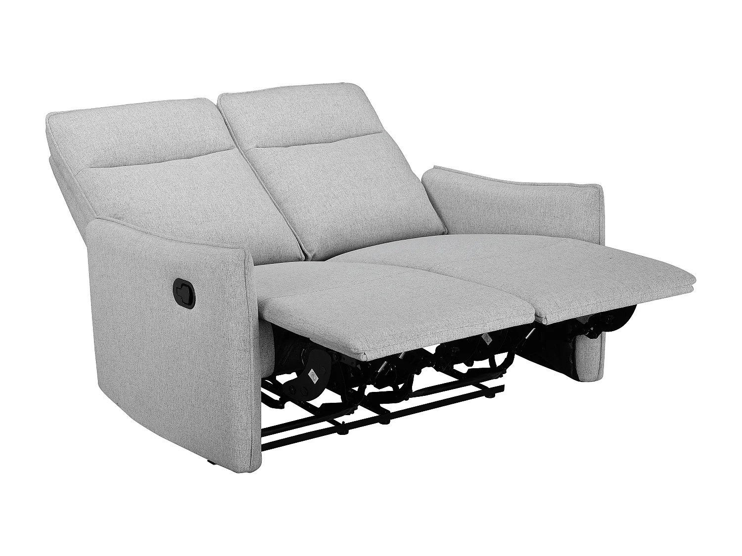 2-zits bank met handmatige functie in stof lichtgrijs