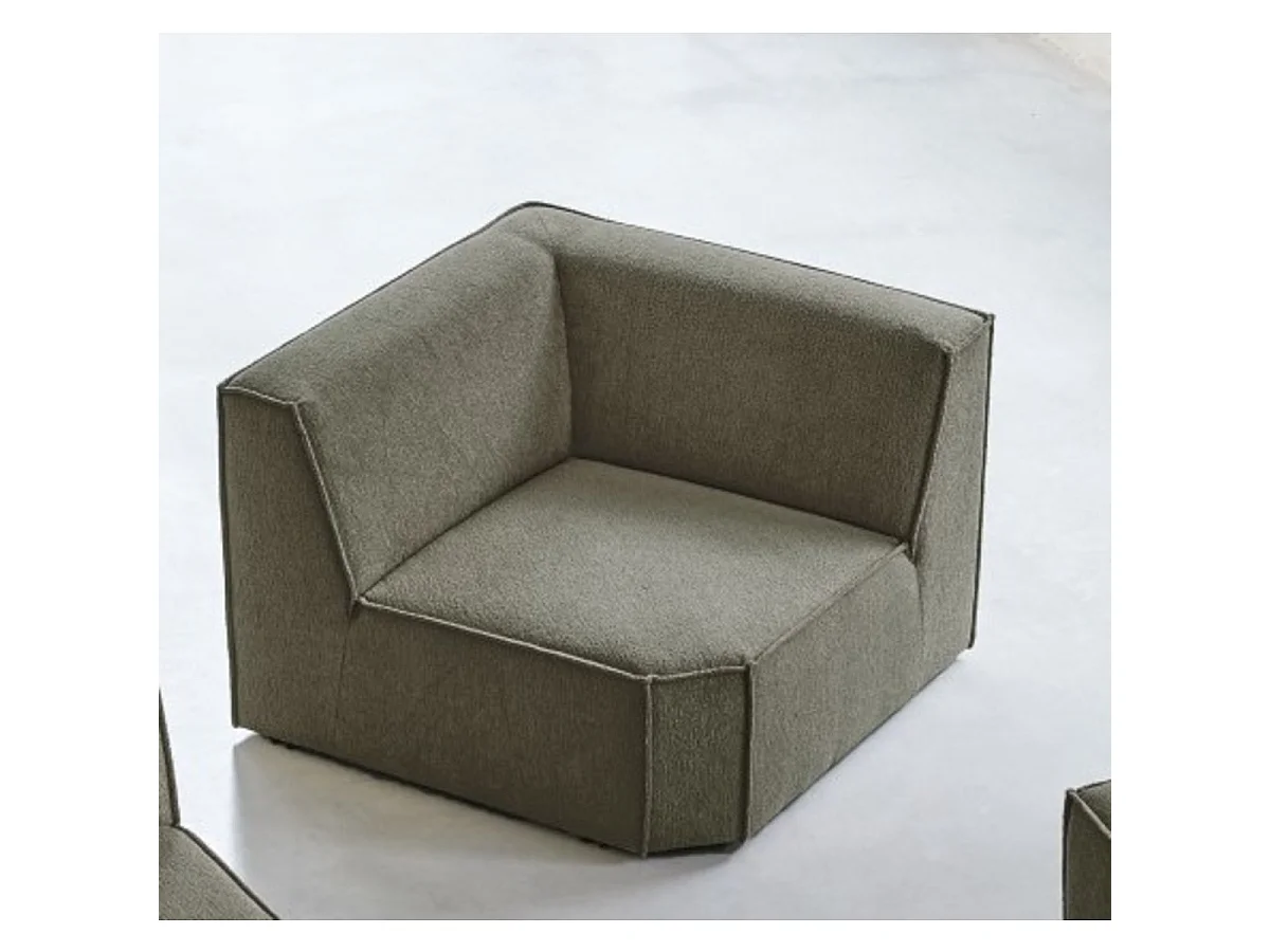 Poltrona modulabile ad angolo retto Dario in tessuto verde