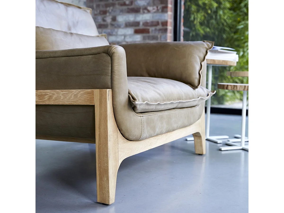Sessel aus Leder und massivem Eichenholz Woodnest Cheyenne hohe Qualität Design ,1-Sitz