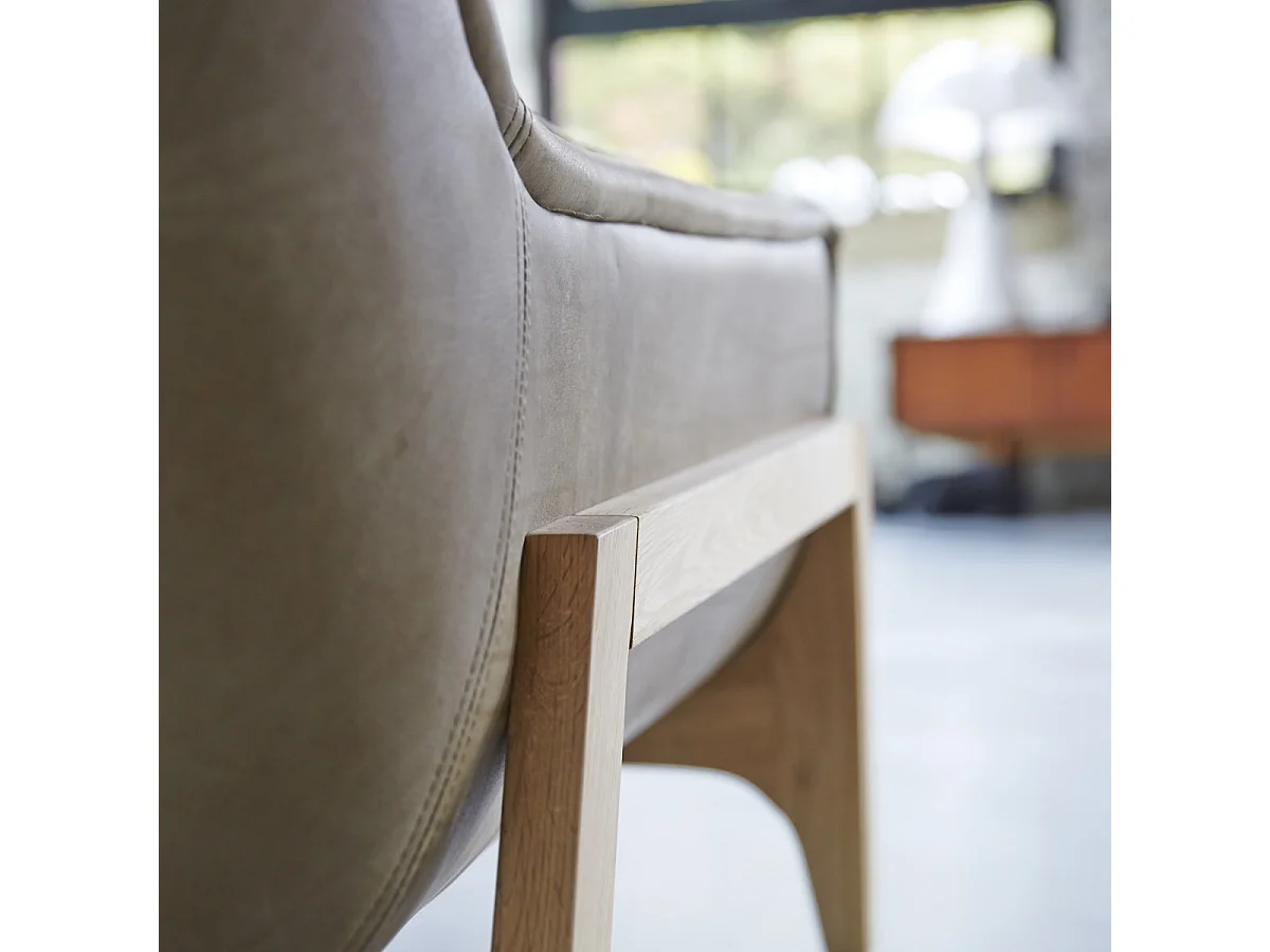 Sessel aus Leder und massivem Eichenholz Woodnest Cheyenne hohe Qualität Design ,1-Sitz