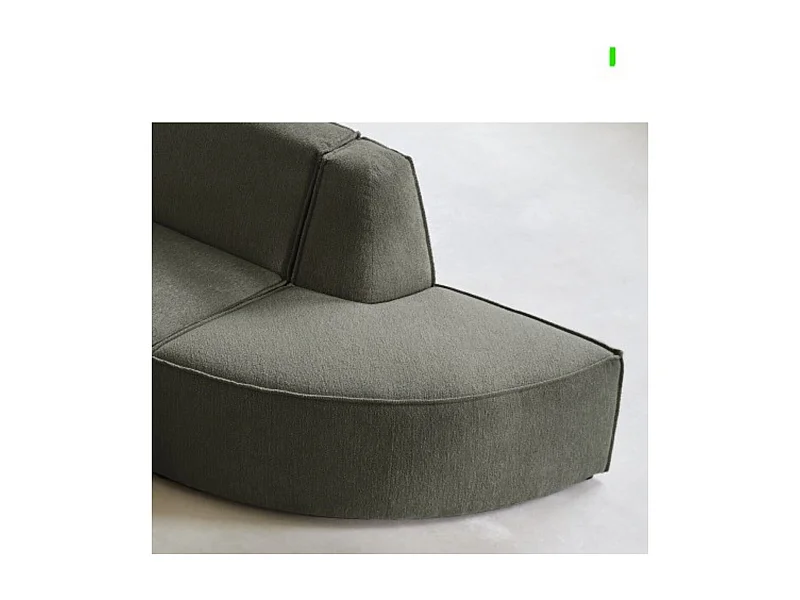 Tiefer Modulsessel Dario mit weitem Winkel und grünem Stoffbezug