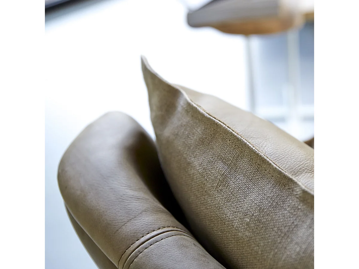 Sessel aus Leder und massivem Eichenholz Woodnest Cheyenne hohe Qualität Design ,1-Sitz