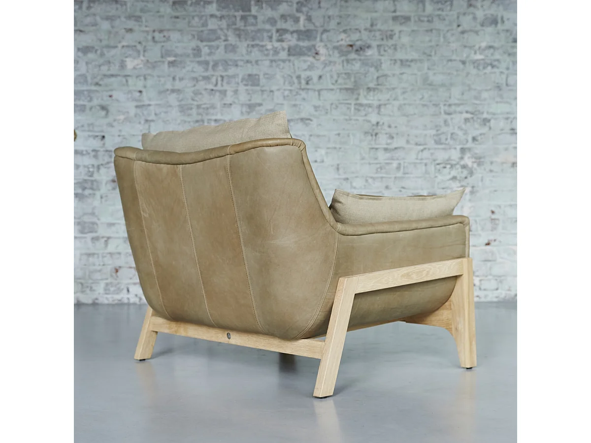 Sessel aus Leder und massivem Eichenholz Woodnest Cheyenne hohe Qualität Design ,1-Sitz