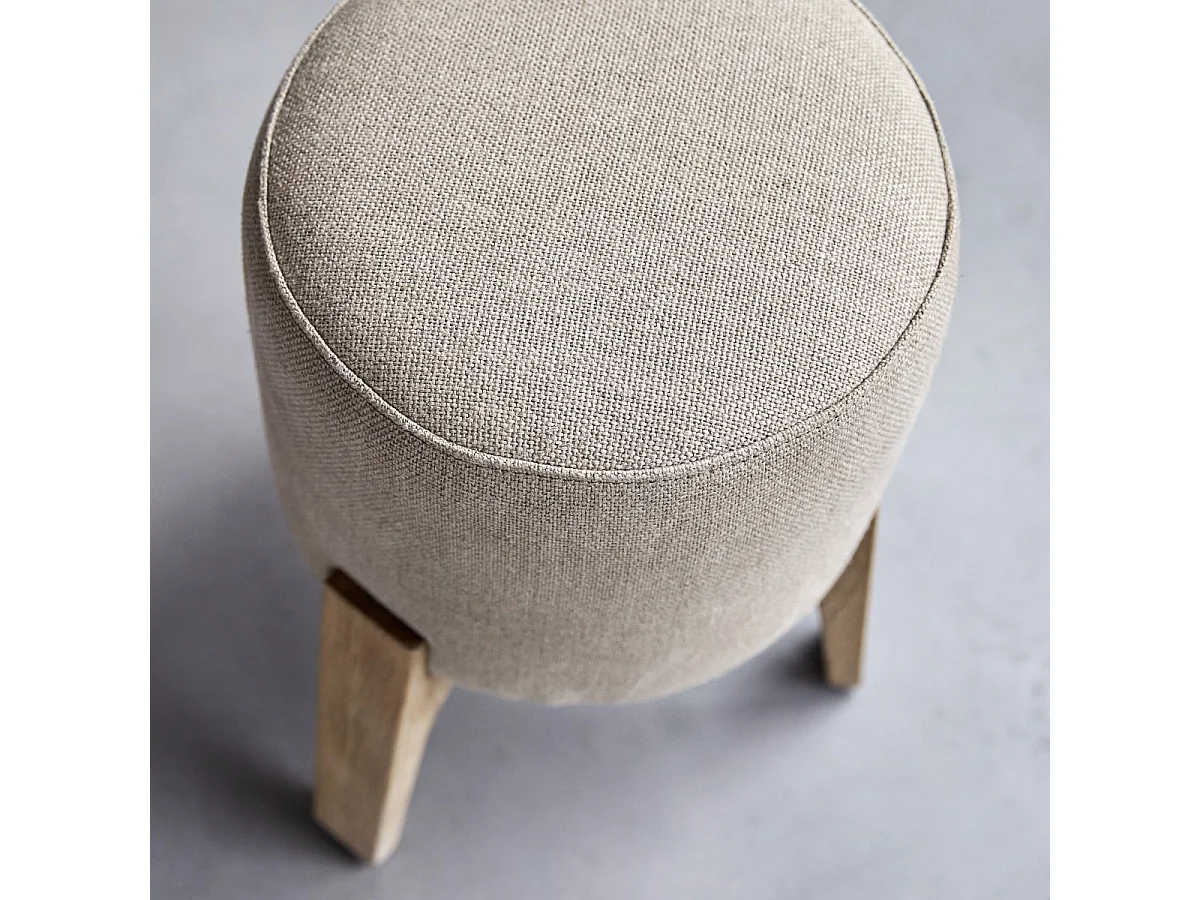 Pouf Drum Linen in legno di quercia massello, 1 posto