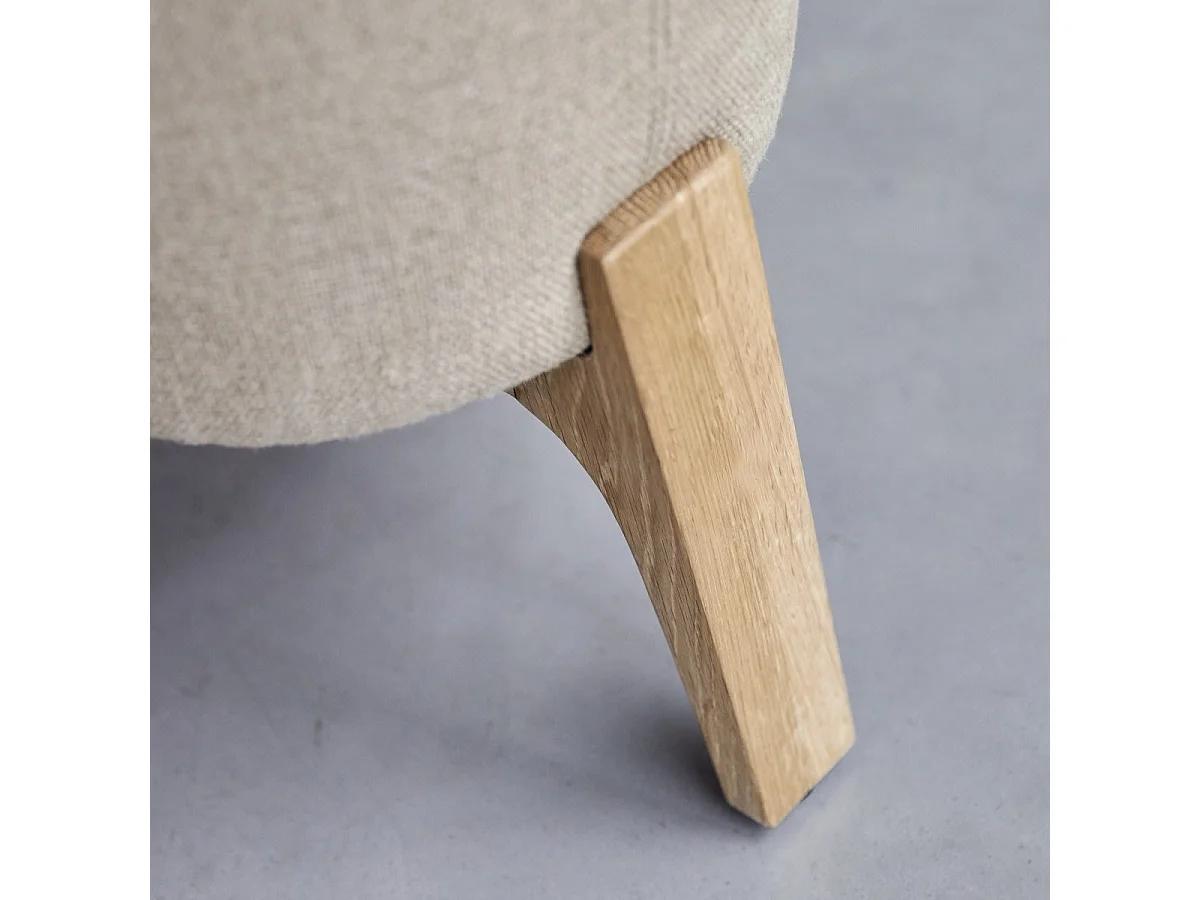 Pouf Drum linen en bois de chêne massif, 1 place
