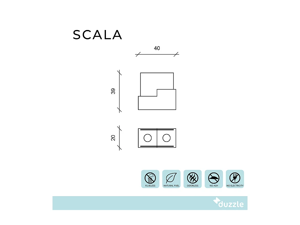 Scala,  Biocamino da tavolo (20cm X 40cm H. 39cm)| Duzzle