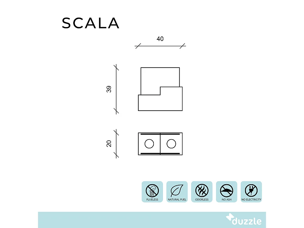 Scala,  Biocamino da tavolo (20cm X 40cm H. 39cm)| Duzzle