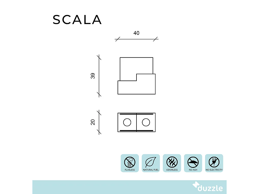 Scala,  Biocamino da tavolo (20cm X 40cm H. 39cm)| Duzzle