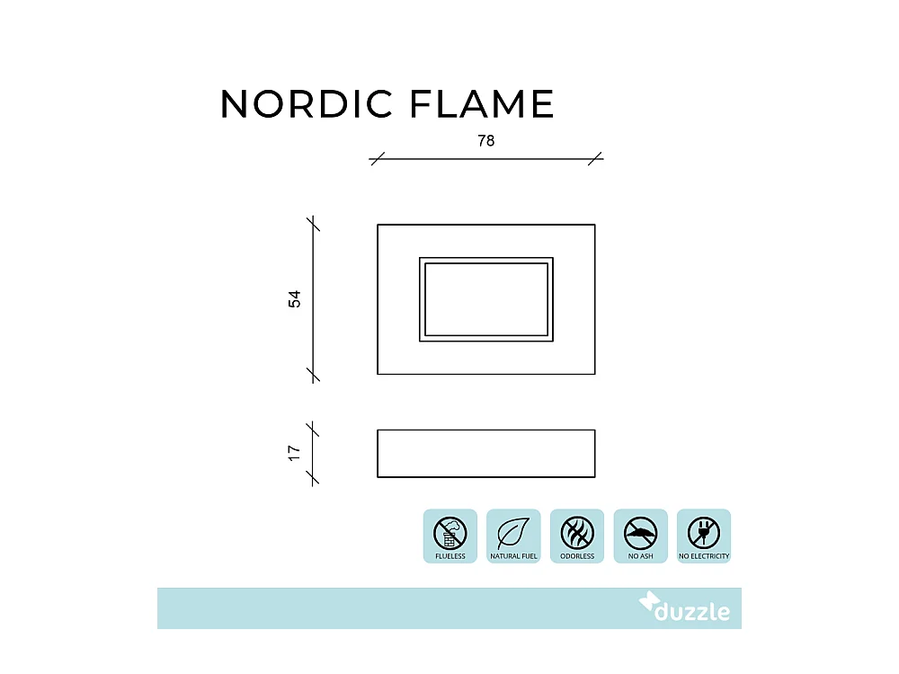 Nordic Flame,  Biocamino da parete (17cm X 78cm H. 54cm)| Duzzle