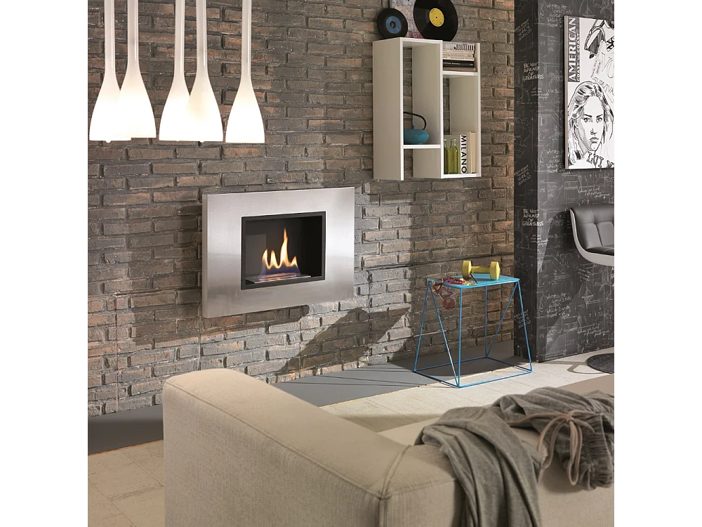 Nordic Flame,  Biocamino da parete (17cm X 78cm H. 54cm)