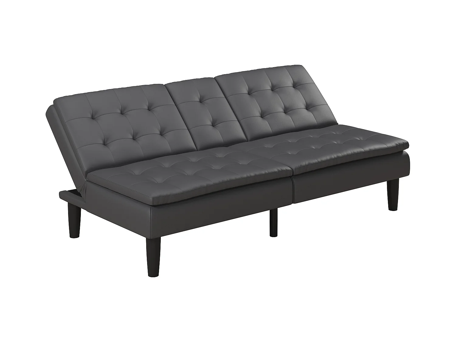 3-zits slaapbank in grijs kunstleer