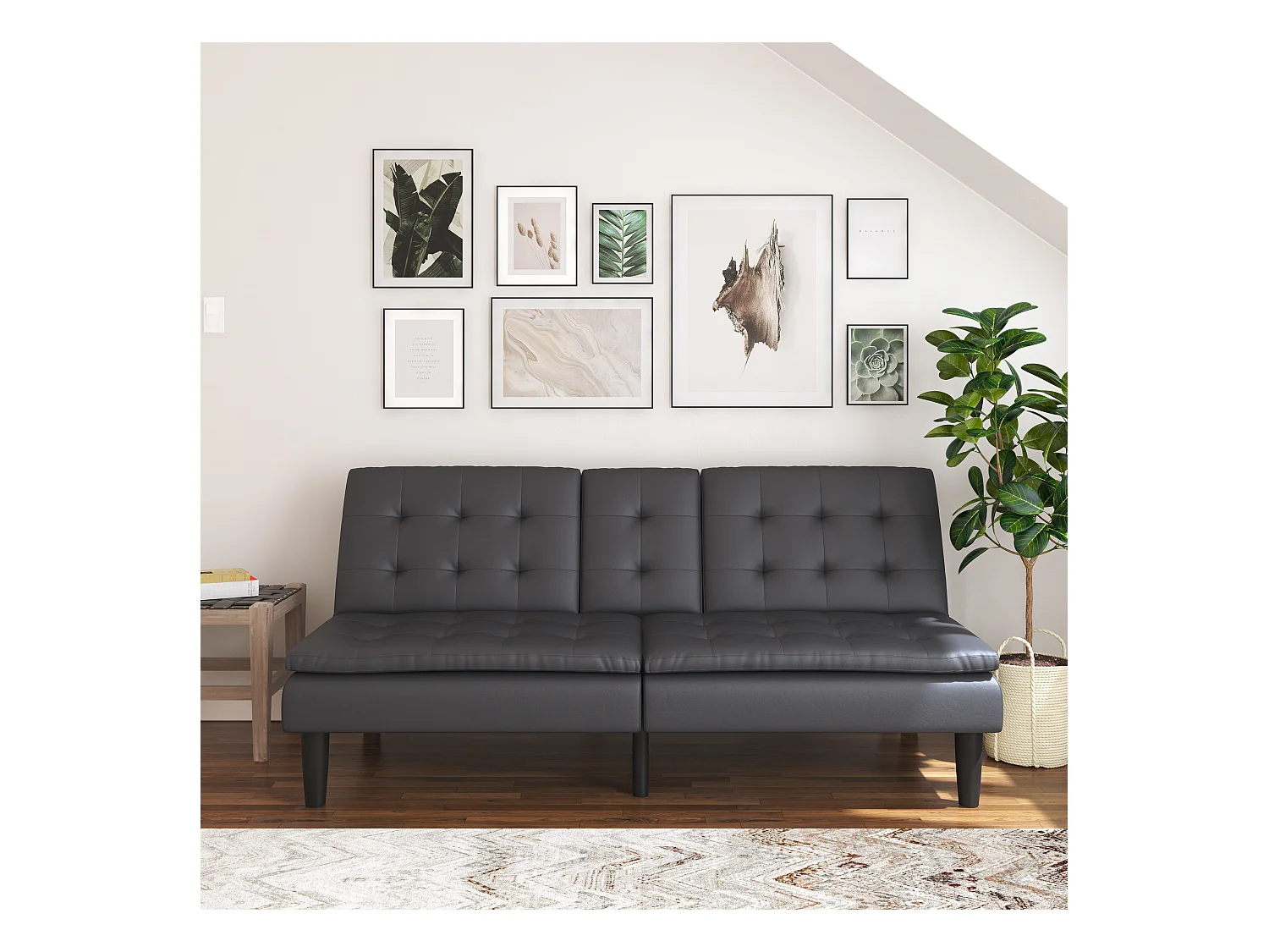 3-zits slaapbank in grijs kunstleer