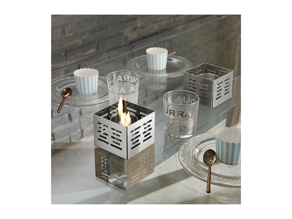 Trio,  Biocamino da tavolo (10cm X 10cm H. 8cm)| Duzzle