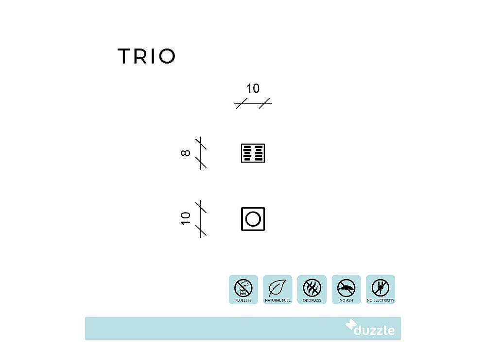 Trio,  Biocamino da tavolo (10cm X 10cm H. 8cm)| Duzzle
