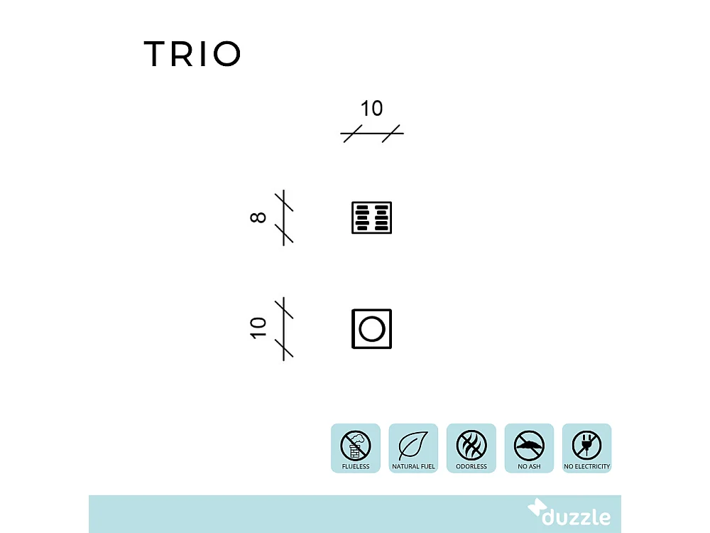 Trio,  Biocamino da tavolo (10cm X 10cm H. 8cm)| Duzzle