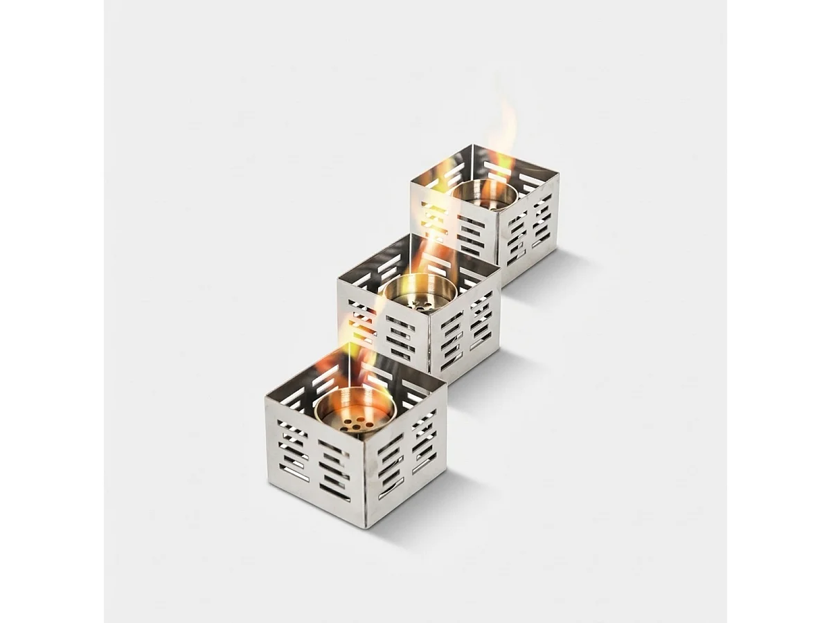 Set aus 3 Bioethanol-Tischkaminen aus Stahl ohne Rauchabzug Trio