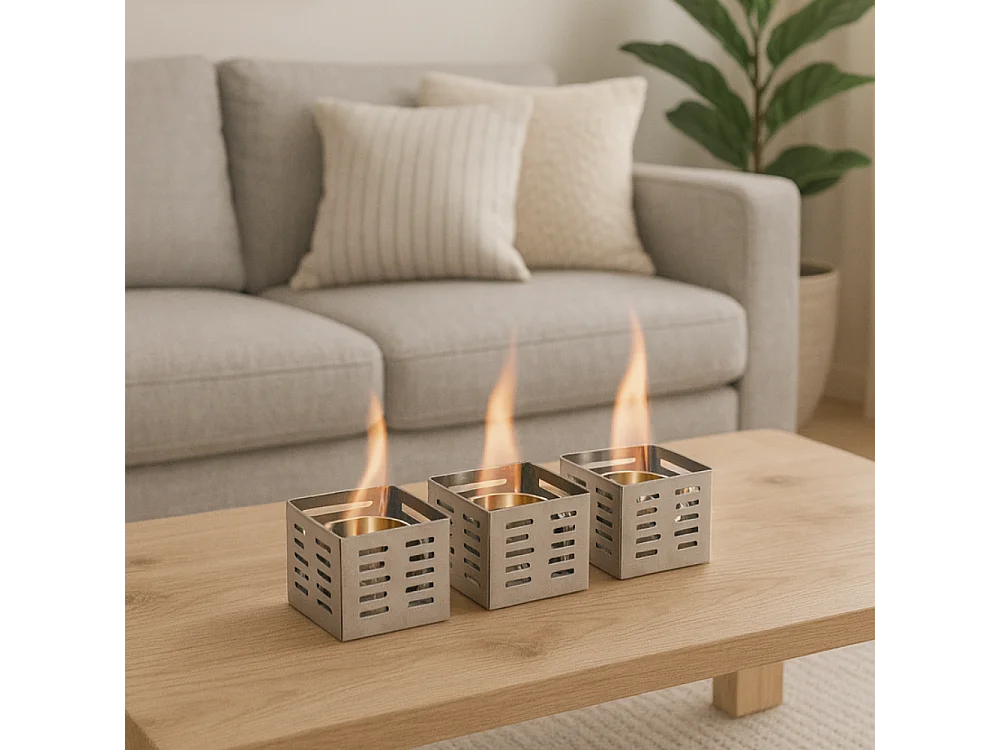Trio,  Biocamino da tavolo (10cm X 10cm H. 8cm)| Duzzle
