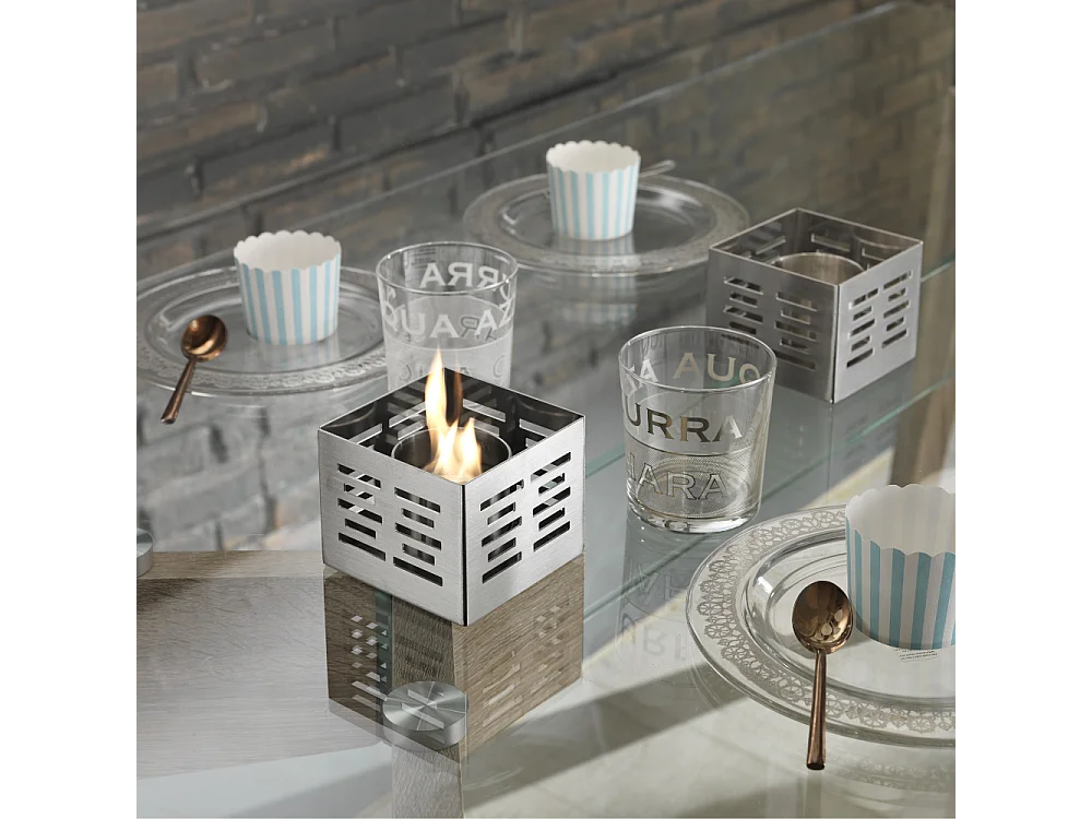 Trio,  Biocamino da tavolo (10cm X 10cm H. 8cm)| Duzzle