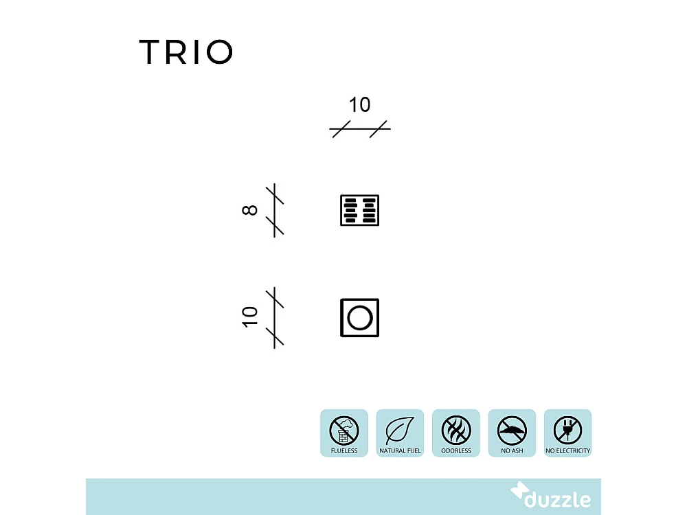 Trio,  Biocamino da tavolo (10cm X 10cm H. 8cm)| Duzzle