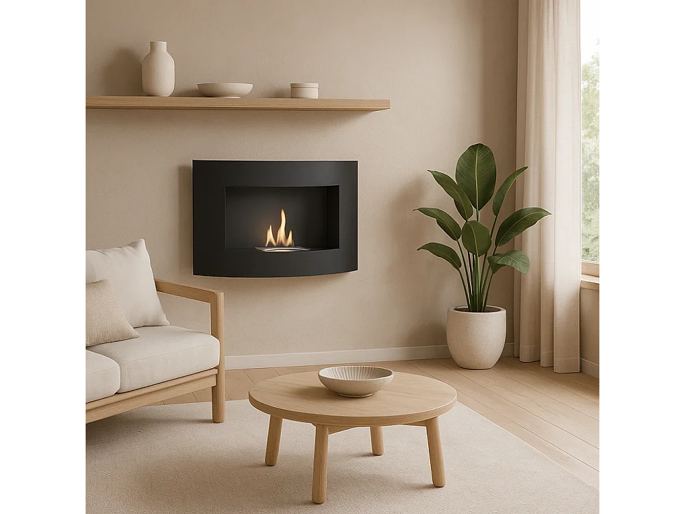 Orb,  Biocamino da parete (15.5cm X 63cm H. 45cm)