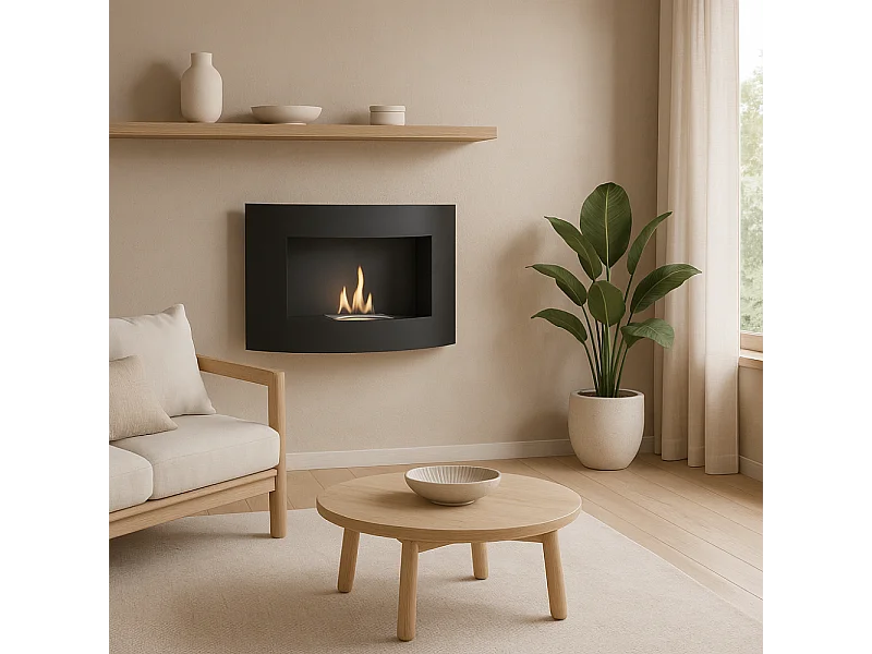 Orb,  Biocamino da parete (15.5cm X 63cm H. 45cm)