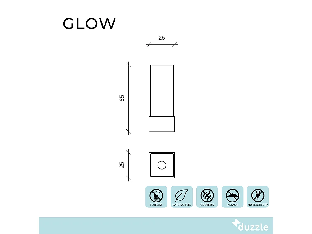 Glow,  Caminetto al bioetanolo (25cm X 25cm H. 65cm)| Duzzle