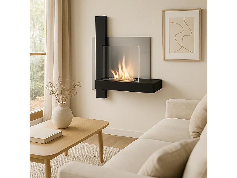 Blaze,  Biocamino da parete (22cm X 72cm H. 63cm)