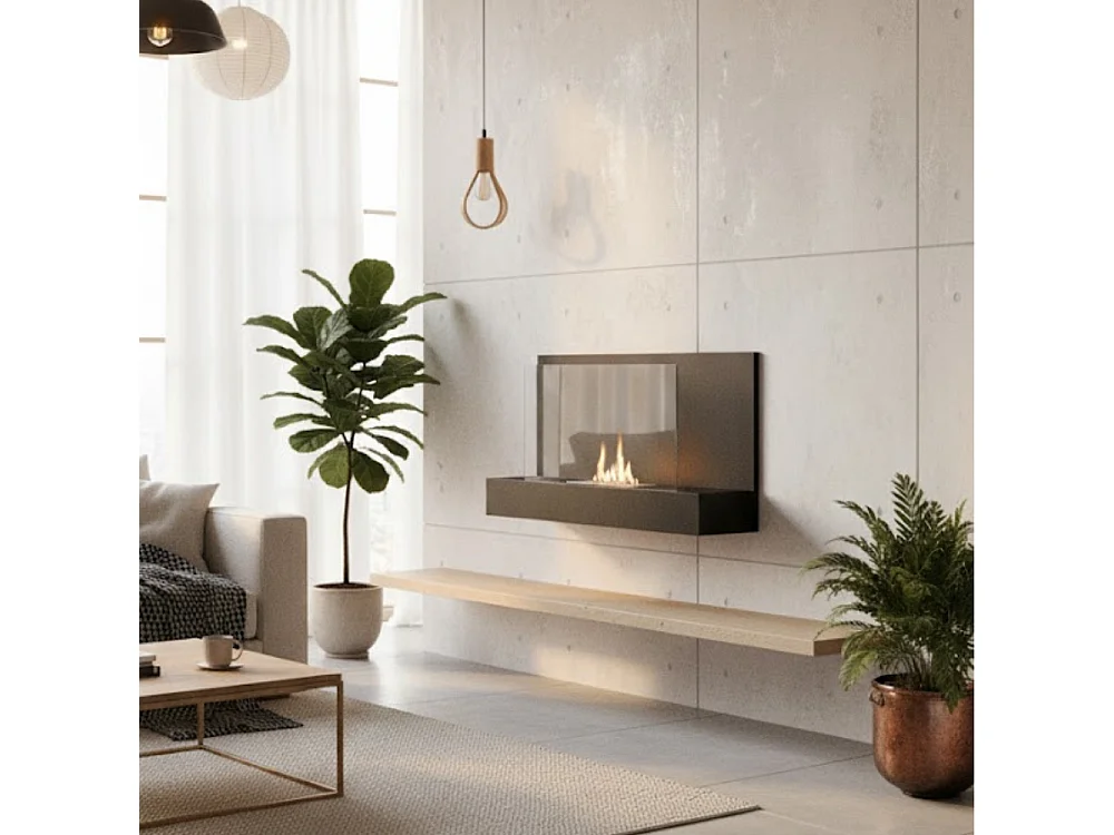 Flare,  Biocamino da parete (26cm X 90cm H. 50cm)| Duzzle