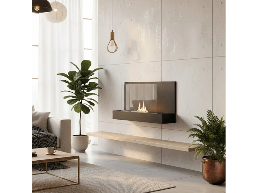 Flare,  Biocamino da parete (26cm X 90cm H. 50cm)| Duzzle