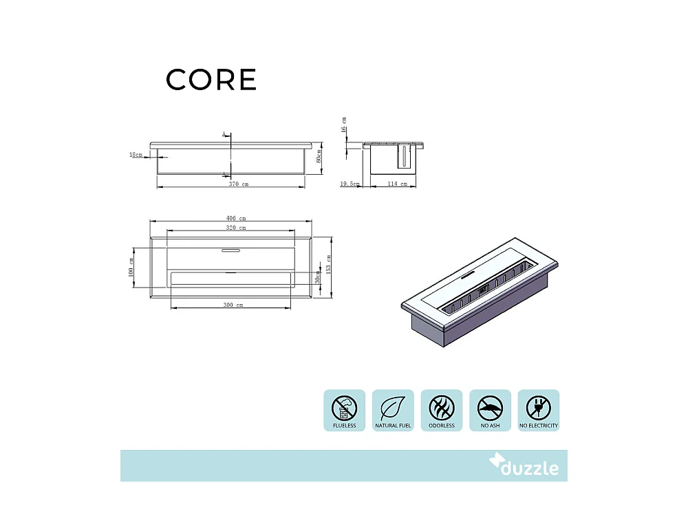 Core,  Biocamino da tavolo (15cm X 40cm H. 8cm)| Duzzle