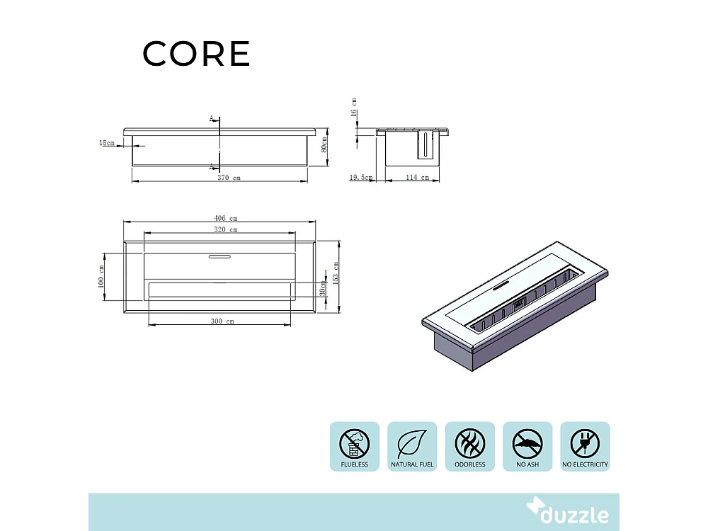 Core,  Biocamino da tavolo (15cm X 40cm H. 8cm)| Duzzle