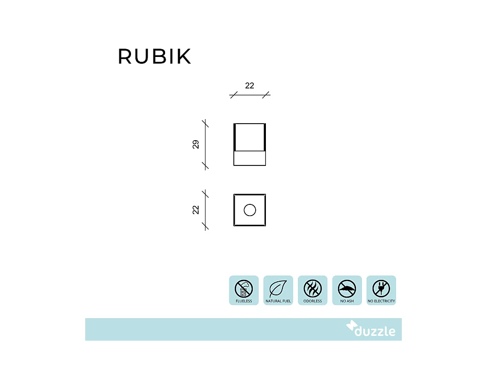 Rubik,  Biocamino da tavolo (22cm X 22cm H. 29cm)| Duzzle